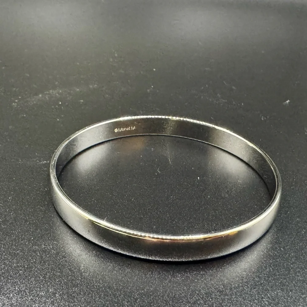 Signed Monet Shimmering Silver Tone Bangle Style Bracelet - Picture 2 of 6